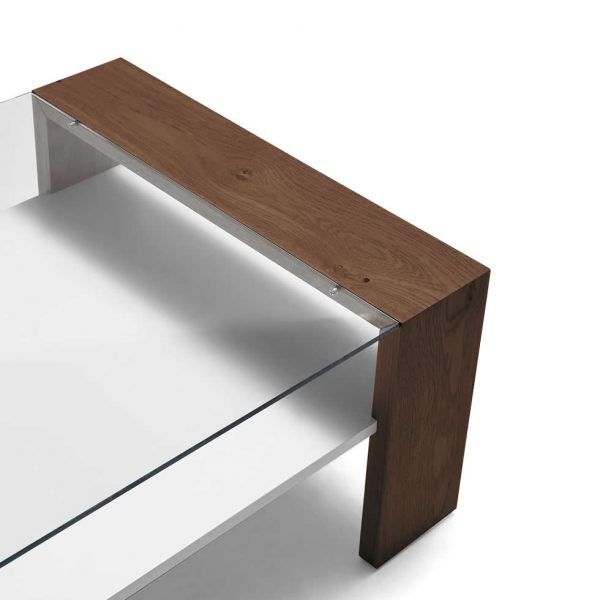 Mesa de Centro moderna SKIP fija detalle cristal revistero