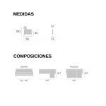 tecnico medidas composiciones sofa cama chaiselongue paula moderno tapizado