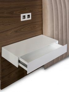 detalle mesita noche flotante terra laca cajon moderno laca apertura