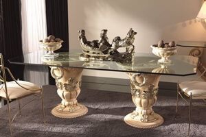sub mesas de comedor clasicas tapa cristal resina zache