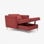 detalle sillon cama tapizado moderno chanel patas madera haya