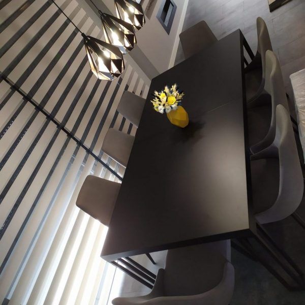 mesa salon comedor moderna kosmo patas acero fija o extensible
