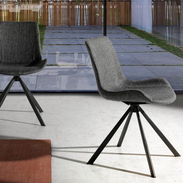 Silla de comedor giratoria ARCA moderna salon o despacho acero tapizado