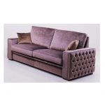 Sofa clasico CINTA salon capitone en brazos y tachuelas patas madera