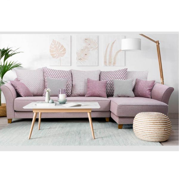 Sofa con chaiselongue Loft salon clasico almohadas desenfundables