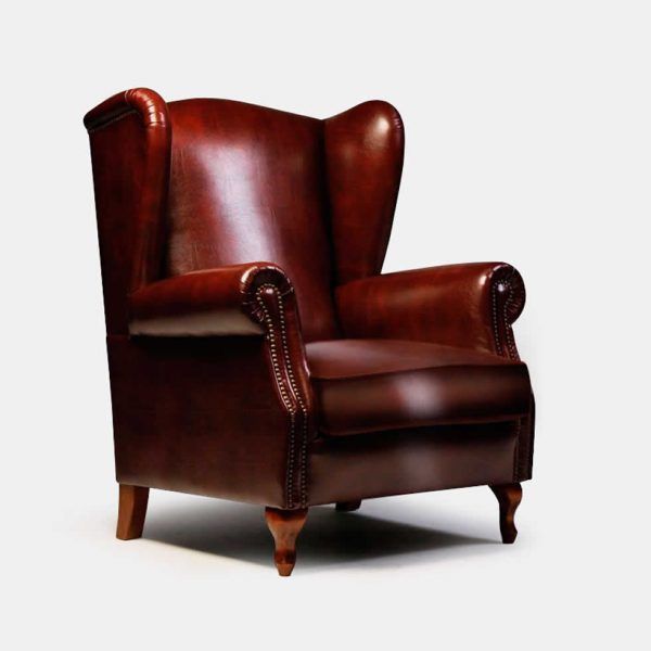 Sillon Orejero Clasico MELODIA en piel y patas madera