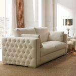 Sofa clasico MENFIS fijo tapizado brazos capitone y tachuelas