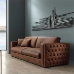 Sofa clasico MENFIS fijo en piel brazos capitone