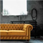 Sofa cama o fijo CHESTE clasico capitone patas madera torneada
