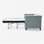 Detalle sofa cama GAVIOTA capitone moderno mecanismo 2 pliegues