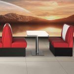 Ambiente bancada hosteleria vintage AMERICA tapizado bicolor