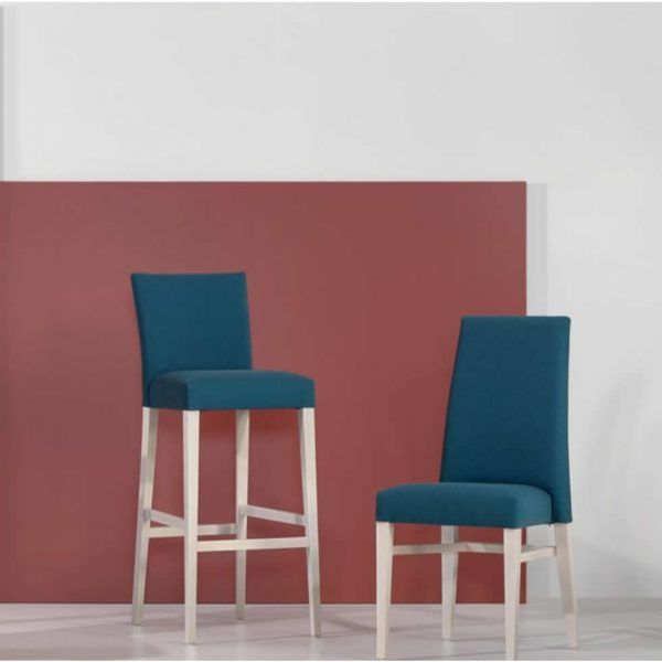 Taburete alto ALICE hosteleria moderno madera tapizado