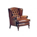 Sillon clssico LYRA capitone tapizado piel patas madera