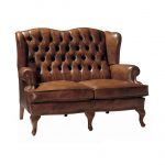 Sofaclasico LYRA capitone 2 plazas en piel patas madera