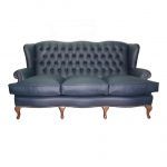 Sofa clasico LYRA capitone con tachuelas 3 plazas patas madera