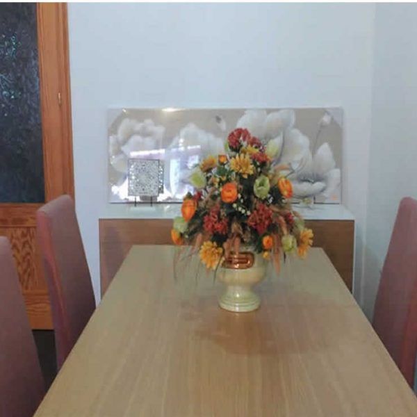 Detalle tapa mesa comedor rectangular extensible chapa naturall