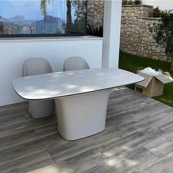 conjunto mesa comedor para exterior moderna y sillas vanguardista