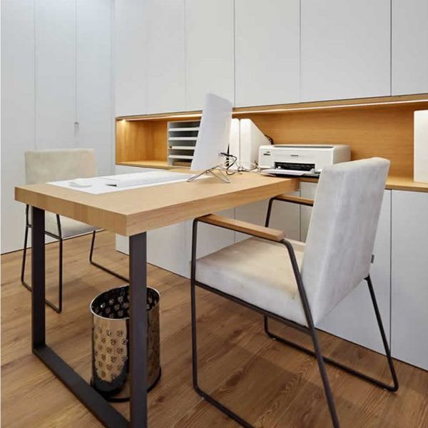 mesa escritorio moderna a medida en chapa natural y acero