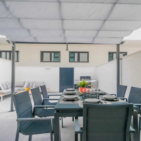 Mesa y sillones aluminio muebles terraza o exterior