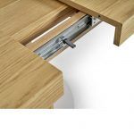 detalle mesa comedor moderna cuadrada extensible guia intempo kubica sakura chapa natural salon