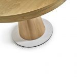 detalle mesa comedor moderna extensible sakura redonda salon pie conico haya