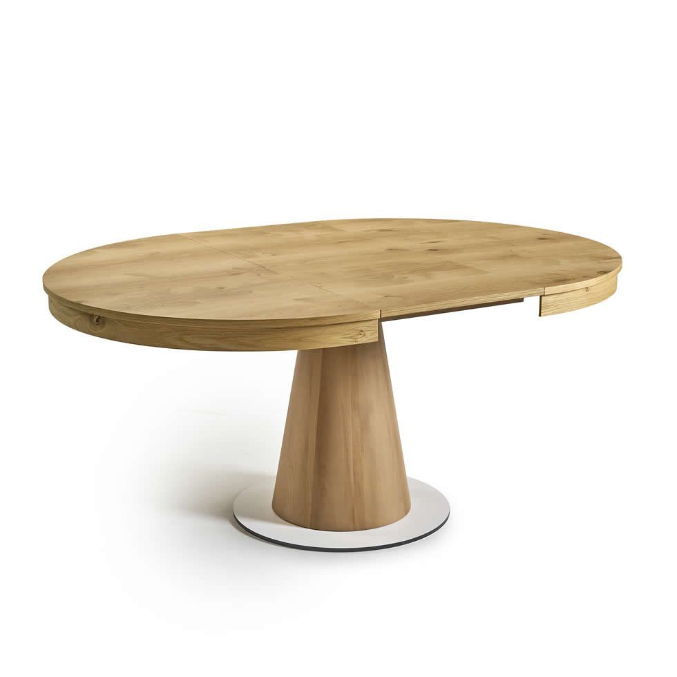 mesa comedor moderna sakura extensible abierta redonda guia chapa natural salon