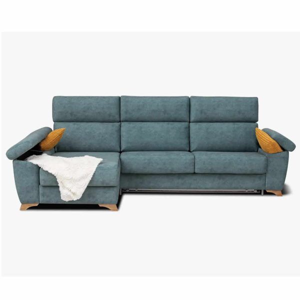 sofa cama chaiselongue moderno apertura italiana patas madera descanso confort