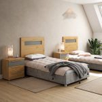 ambiente dormitorio juvenil moderno industrial tower cabezal mesita noche melamina
