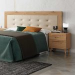 dormitorio melamina cabezal mesita noche sahara 2 cajones tapizado colgar moderno nordico