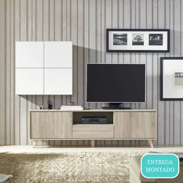 composicion salon moderno mueble tv estante melamina comedor