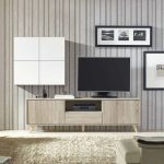 composicion salon moderno mueble tv estante melamina comedor patas haya