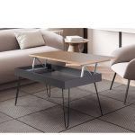 detalle mesa centro rectangular moderna elevable keops acero