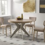 mesa comedor redonda extensible clara melamina chapa natural moderna salon comedor
