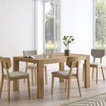 ambiente mesa comedor rectangular extensible moderna fannia chapa natural cuadrada