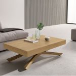 mesa elevable convertible helena comedor centro salon comedor melamina chapa natural moderna bateria