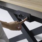 detalle pulsador mesa convertible comedor centro helena elevable extensible rectangular salon moderna