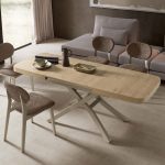 detalle mesa centro comedor elevable convertible helena extensible melamina salon