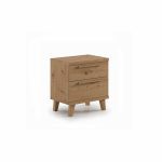 mesita noche melamina patas 2 cajones tirador dormitorio