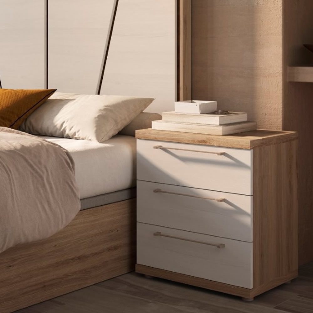 Mesita de noche ARGAN moderna en madera 3 cajones
