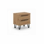 mesita noche melamina dormitorio dos cajones patas moderna industrial