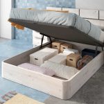 detalle canape abatible abierto melamina al suelo sin patas dormitorio matrimonio