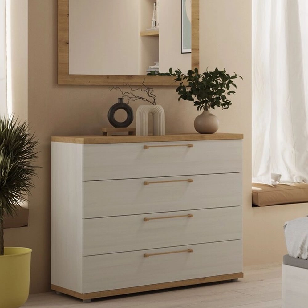 Cómoda MIX moderna 120 cm. 4 cajones madera