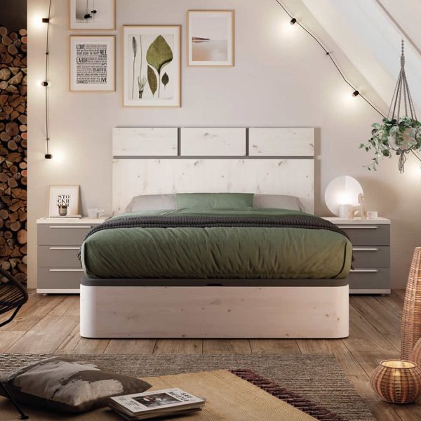ambiente dormitorio moderno mesitas noche cabezal canape sin patas melamina matrimonio