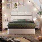 ambiente dormitorio moderno mesitas noche con patas 2 cajones cabezal canape sin patas