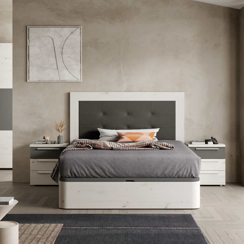 230 dormitorio canapé abatible y mesitas Axiss ancho 255 cm color albian detalle tapizado grafito.980x980img dormitorio matrimonio melamina axis moderno canape abatible mesitas cabezal moderno industrial
