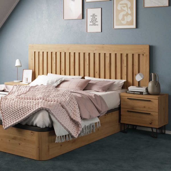dormitorio matrimonio berni melamina canape cabezal mesitas noche moderno