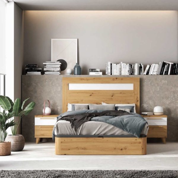 dormitorio matrimonio moderno melamina gina cabezal mesitas noche