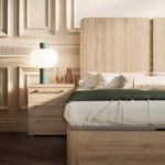 Mesita de noche ARGAN moderna de 40 cm. en madera 3 cajones