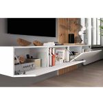 detalle mueble salon abatible laca flotante couple roble panel roble comedor