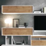 detalle mueble salon comedor moderno ibiza blanco blanco almacenaje melamina